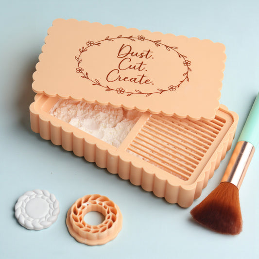 Cornstarch Box for Polymer Clay | “Dust. Cut. Create.” Clay Cutter Tool Accessory