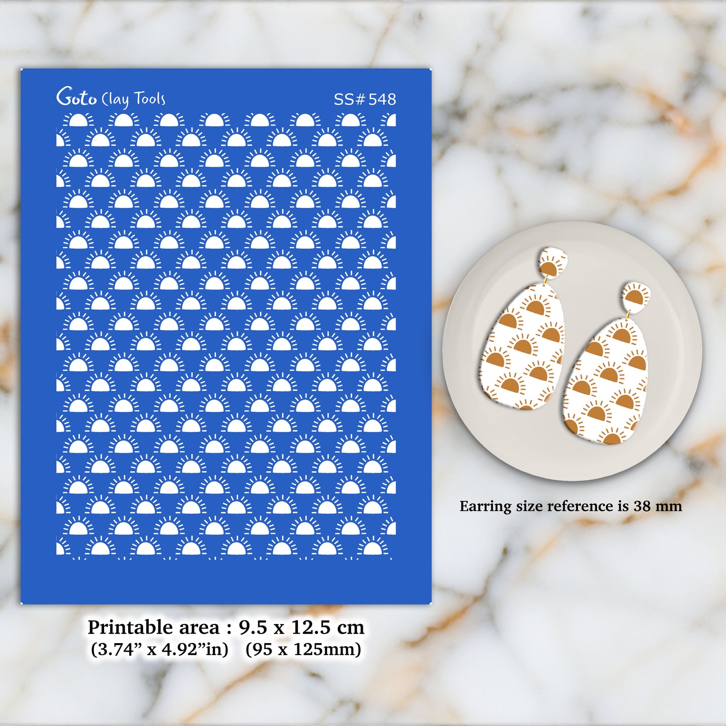 Sunset Silkscreen for Polymer Clay Earring making, Clay Stencils, Clay Earring Silkscreen, Polymer Clay Supplies SS#548
