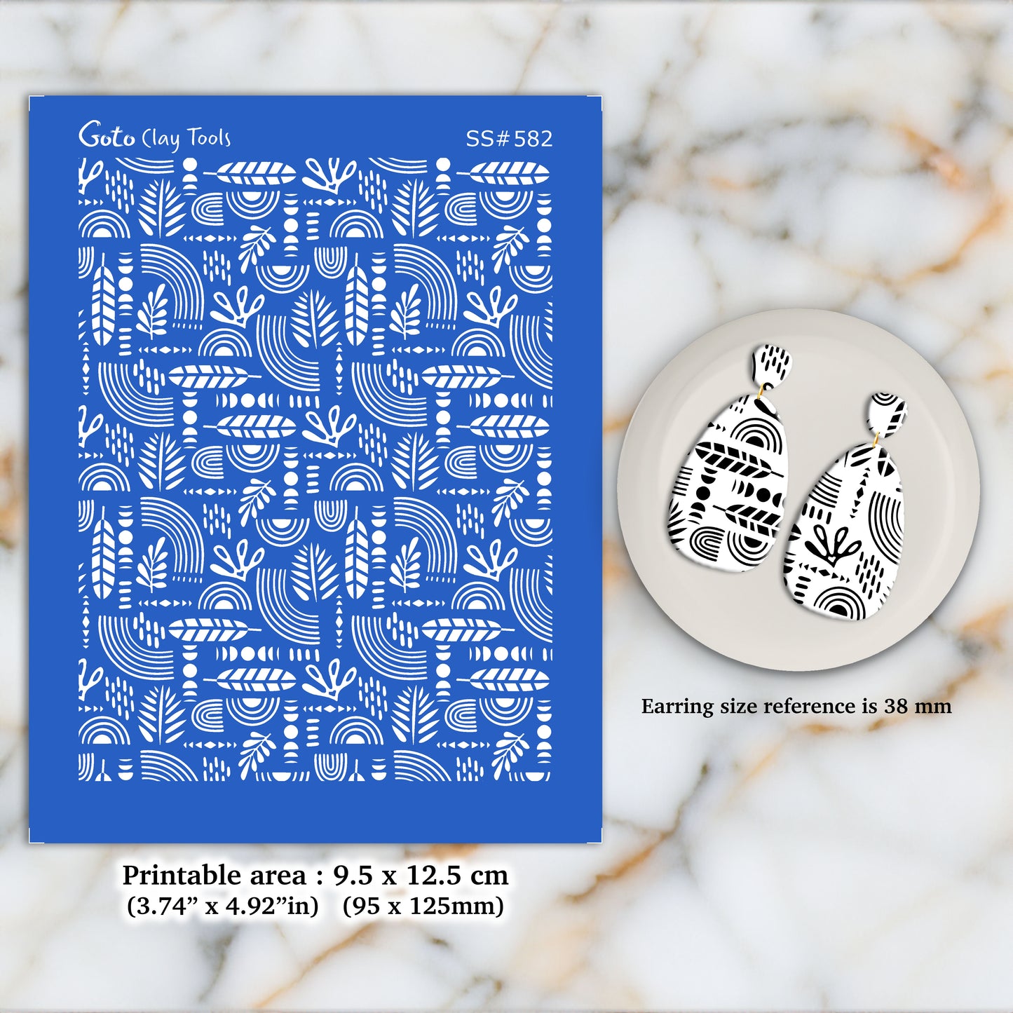 Boho Silkscreen for Polymer Clay Earring making, Clay Stencils, Clay Earring Silkscreen, Polymer Clay Supplies SS#582