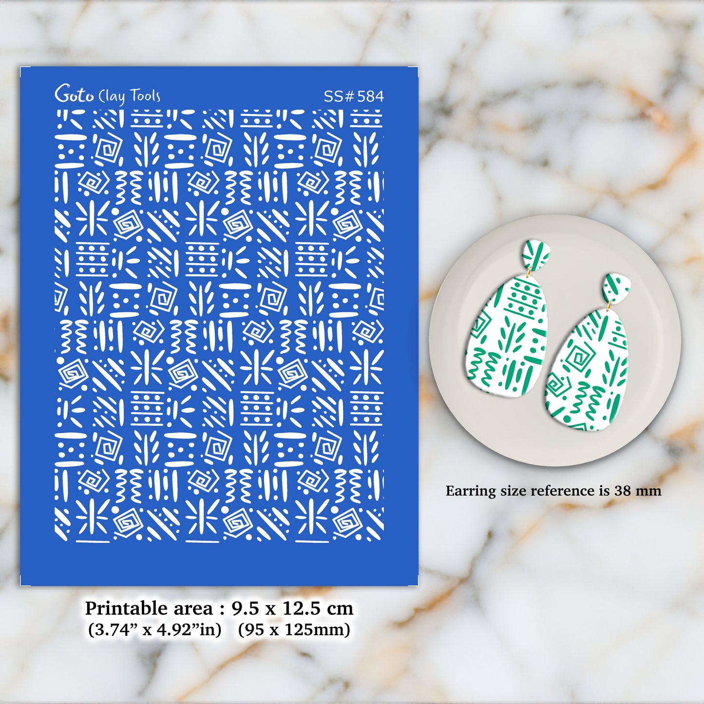 African Silkscreen for Polymer Clay Earring making, Clay Stencils, Clay Earring Silkscreen, Polymer Clay Supplies SS#584