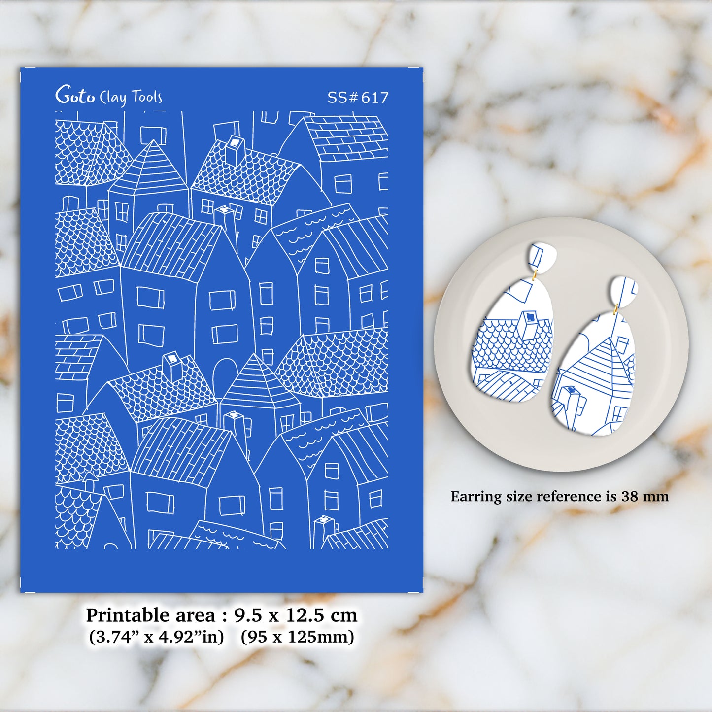 Buildings Silkscreen for Polymer Clay Earring making, Clay Stencils, Clay Earring Silkscreen, Polymer Clay Supplies SS#617