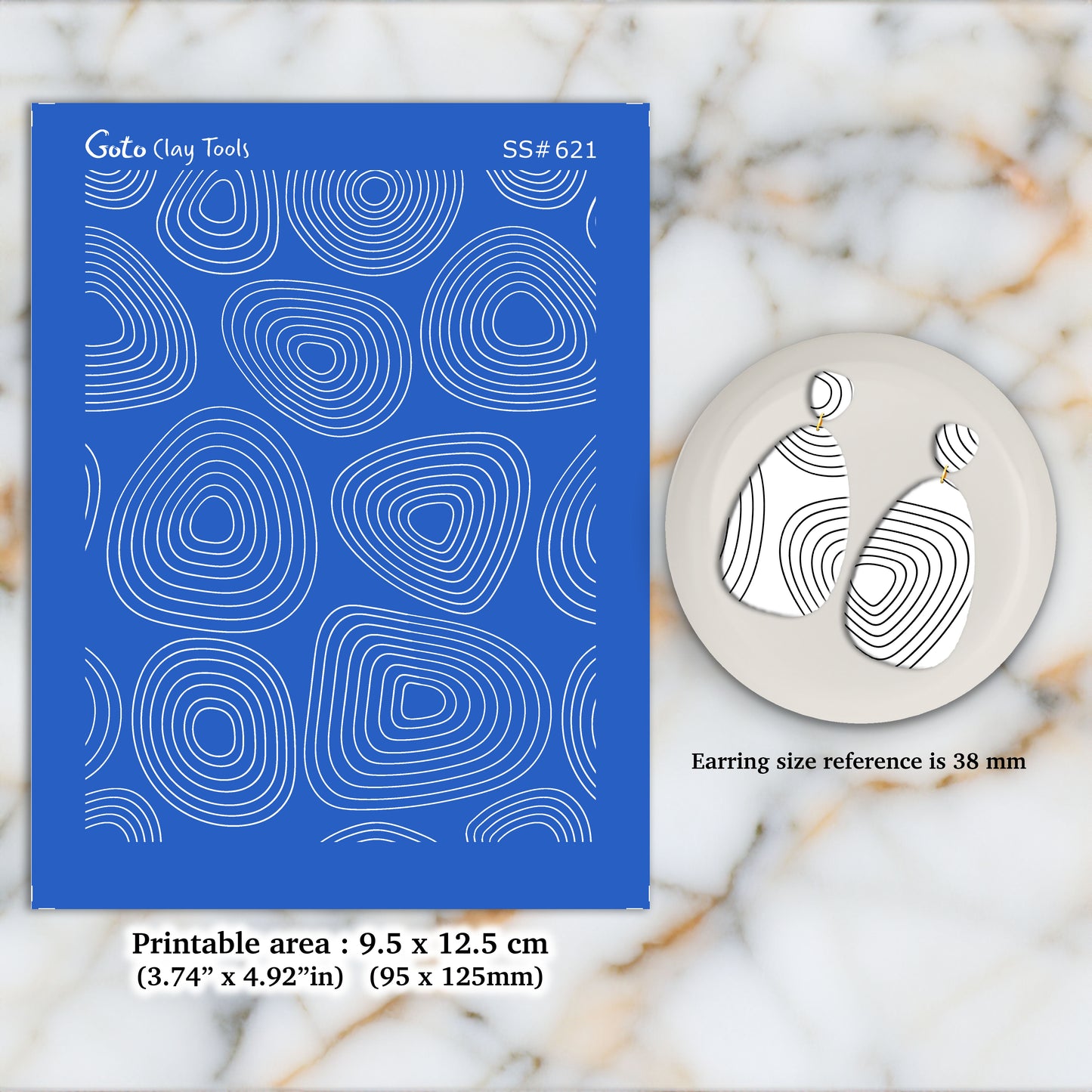 Circle Contour Silkscreen for Polymer Clay Earring making, Clay Stencils, Clay Earring Silkscreen, Polymer Clay Supplies SS#621