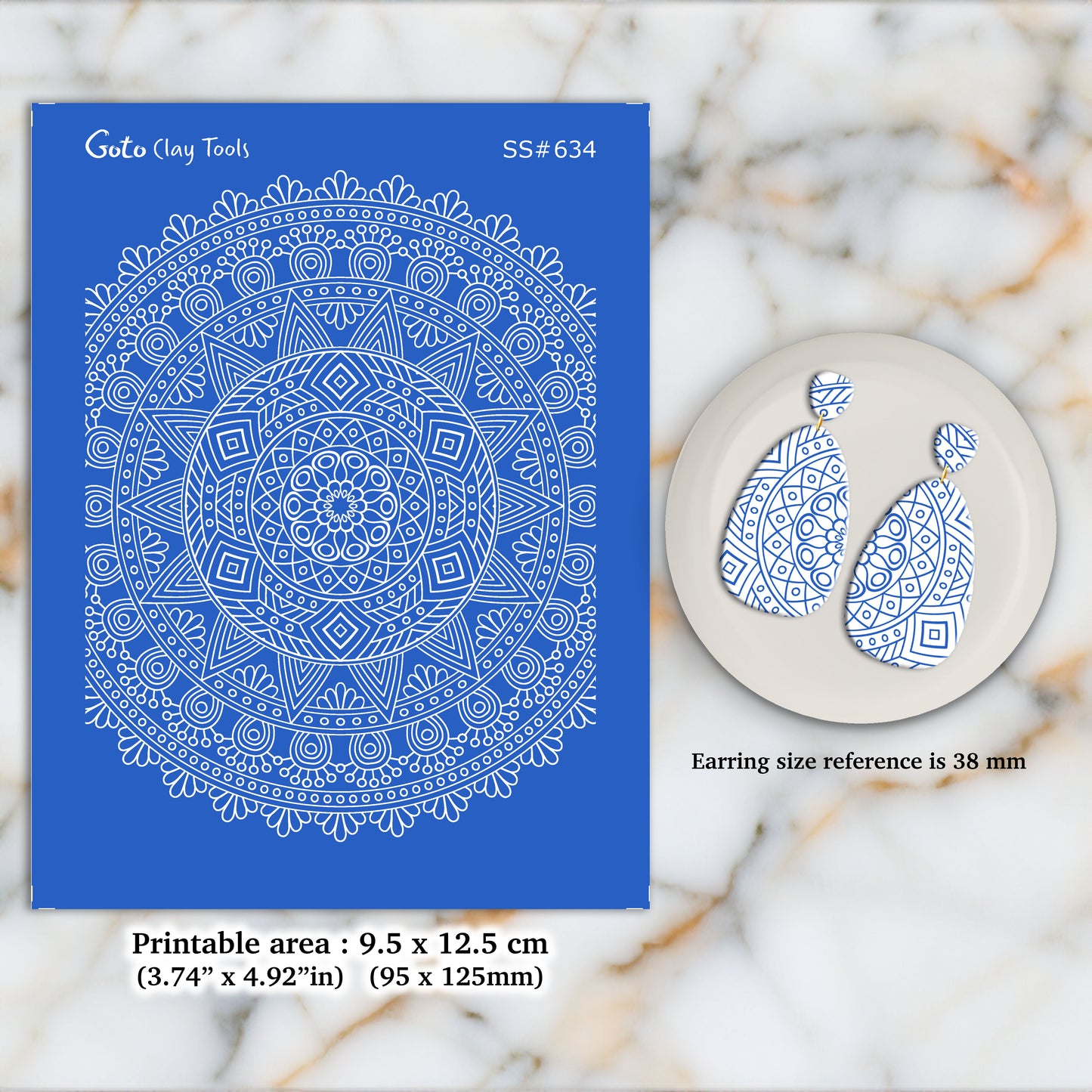 Mandala Silkscreen for Polymer Clay Earring making, Clay Stencils, Clay Earring Silkscreen, Polymer Clay Supplies SS#634
