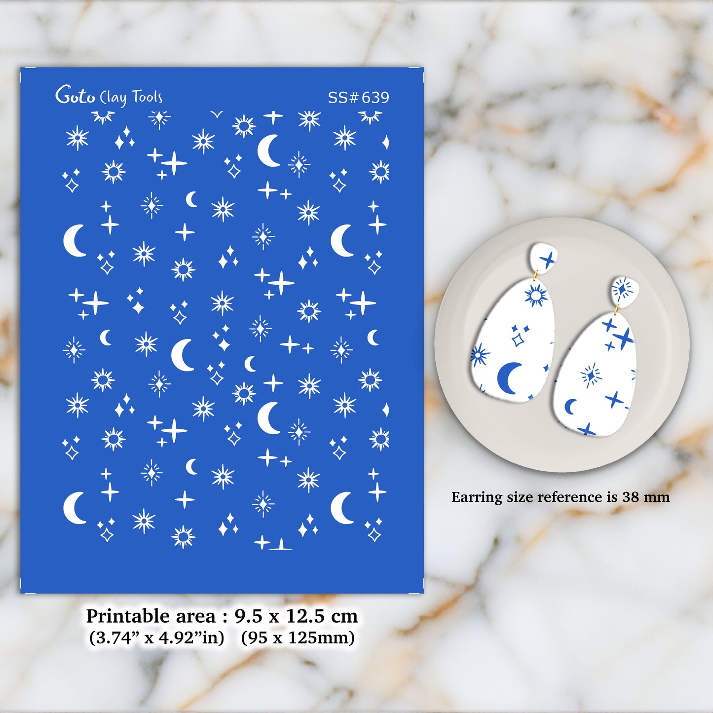 Celestial boho Silkscreen for Polymer Clay Earring making, Clay Stencils, Clay Earring Silkscreen, Polymer Clay Supplies SS#639