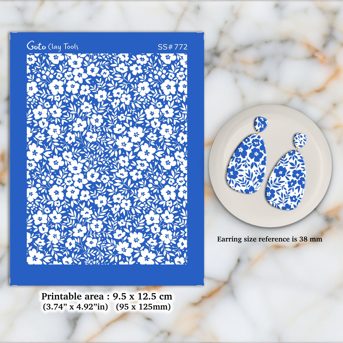 Ditsy Floral Silkscreen for Polymer Clay Earring making, Clay Stencils, Clay Earring Silkscreen, Polymer Clay Supplies SS#772