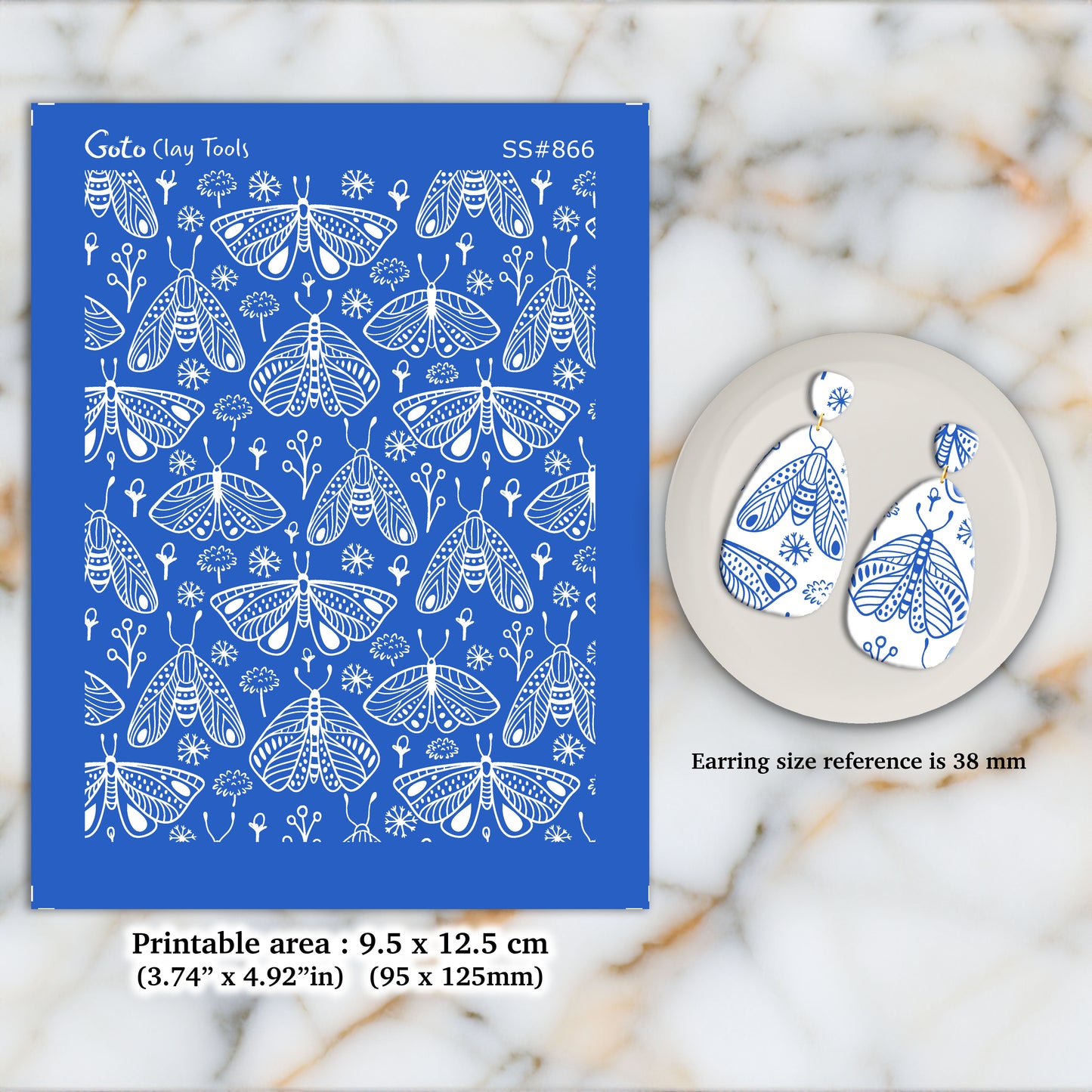 Moths Silkscreen for Polymer Clay Earring making, Clay Stencils, Clay Earring Silkscreen, Polymer Clay Supplies SS#866