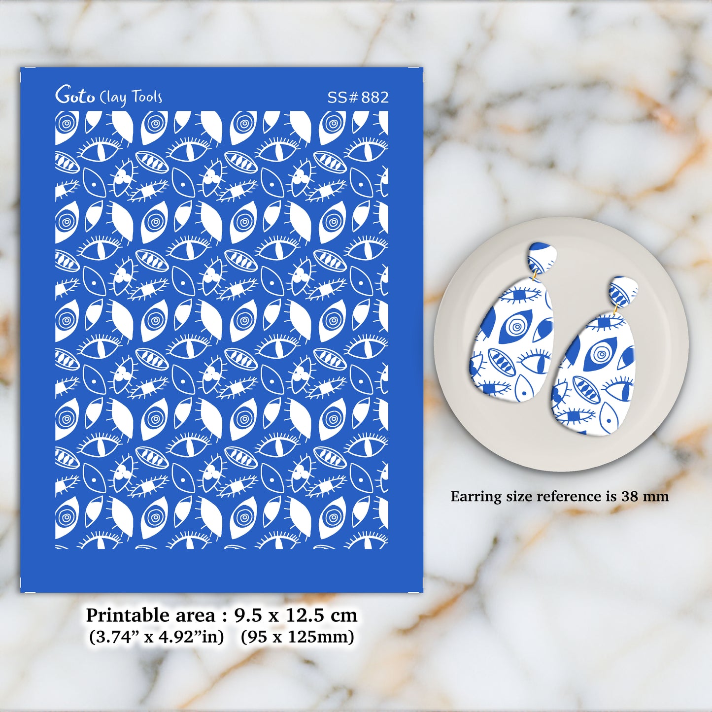 Evil eye Silkscreen for Polymer Clay Earring making, Clay Stencils, Clay Earring Silkscreen, Polymer Clay Supplies SS#882
