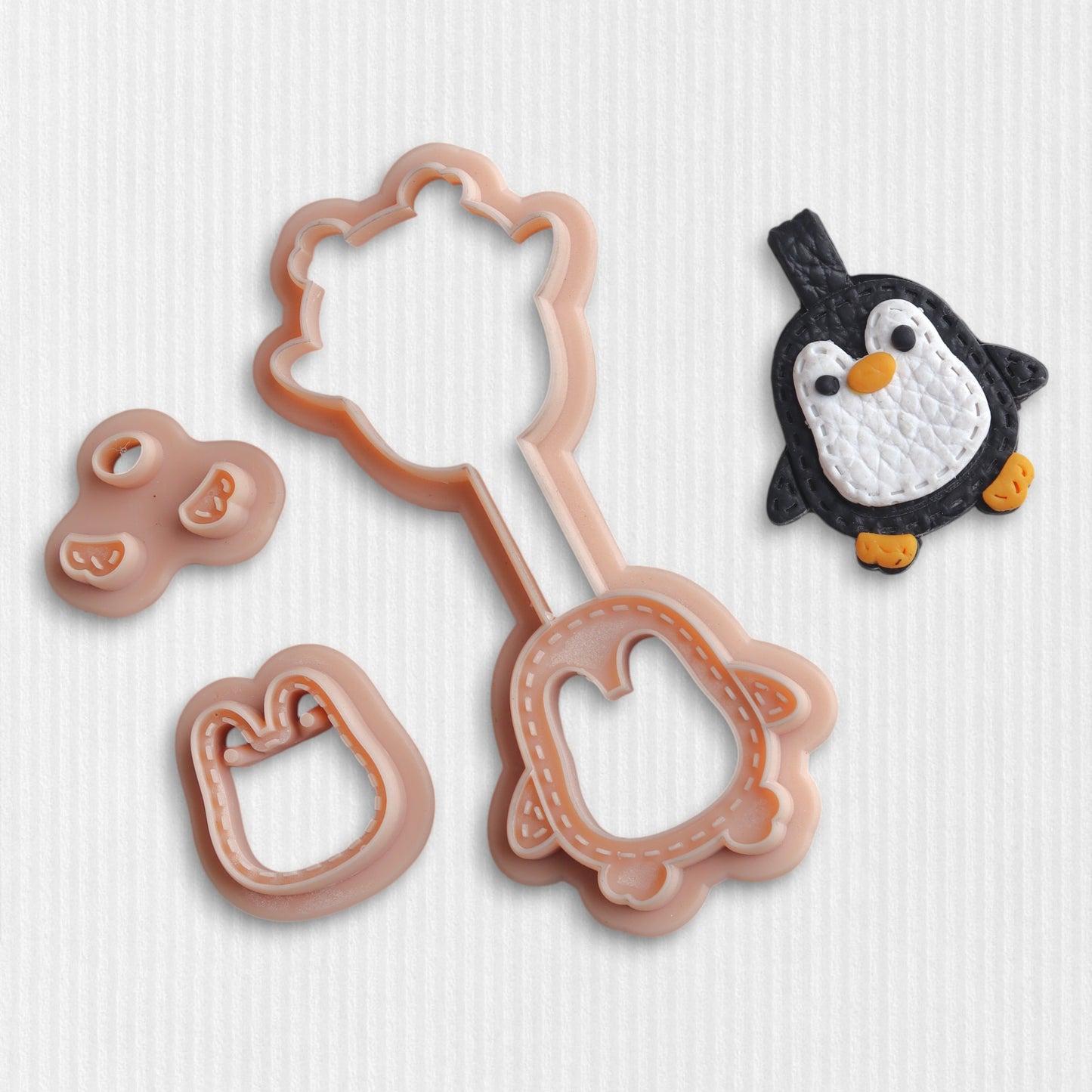 Penguin Keychain Clay Cutter Set - Stitched effect Clay Keyring Cutters