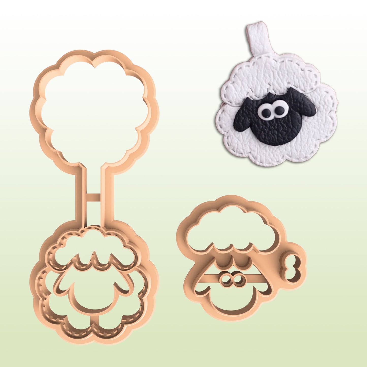 Sheep Keychain Clay Cutter Set - Stitched effect Clay Keyring Cutters