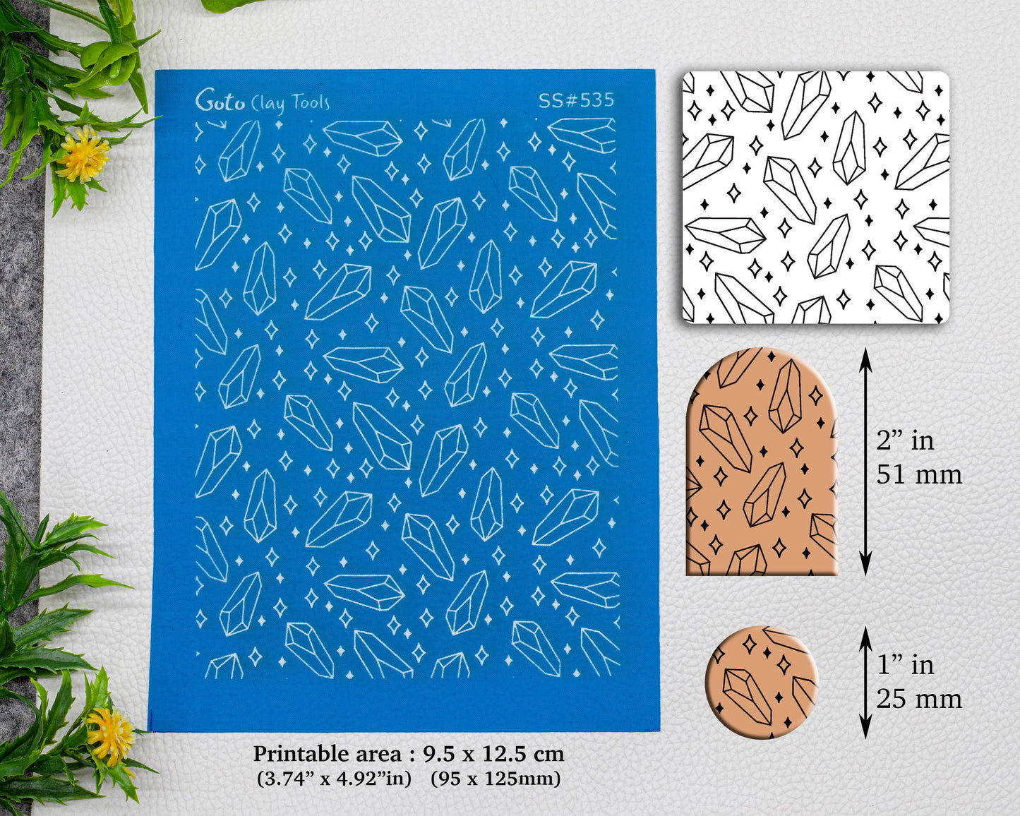 Crystal Pattern Silkscreen for Polymer Clay Earring making, Clay Stencils, Clay Earring Silkscreen, Polymer Clay Supplies SS#535