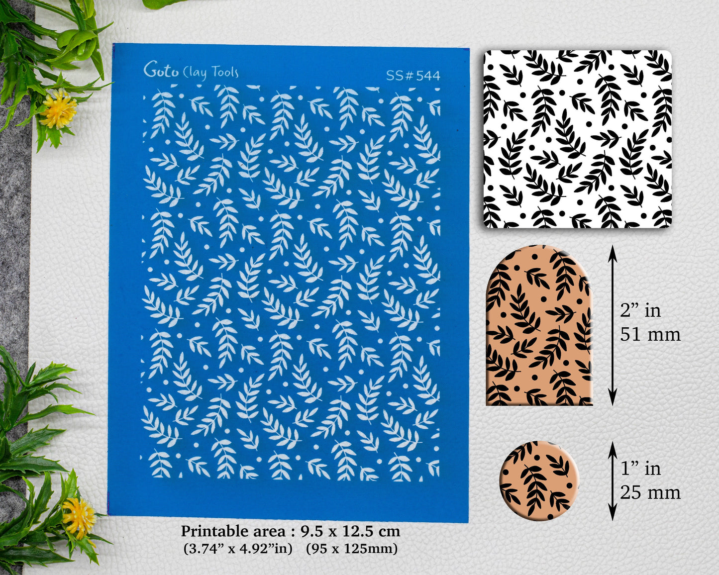 Leaves Silkscreen for Polymer Clay Earring making, Clay Stencils, Clay Earring Silkscreen, Polymer Clay Supplies SS#544