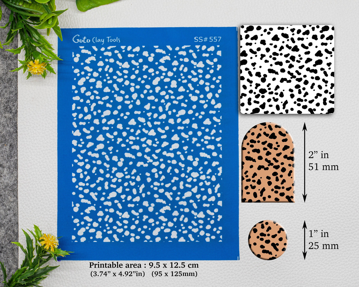 Dalmatian skin Silkscreen for Polymer Clay Earring making, Clay Stencils, Clay Earring Silkscreen, Polymer Clay Supplies SS#557