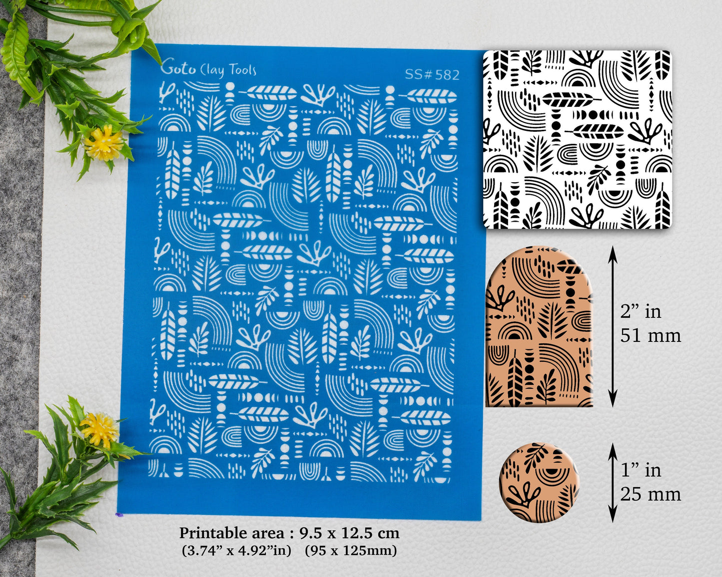 Boho Silkscreen for Polymer Clay Earring making, Clay Stencils, Clay Earring Silkscreen, Polymer Clay Supplies SS#582