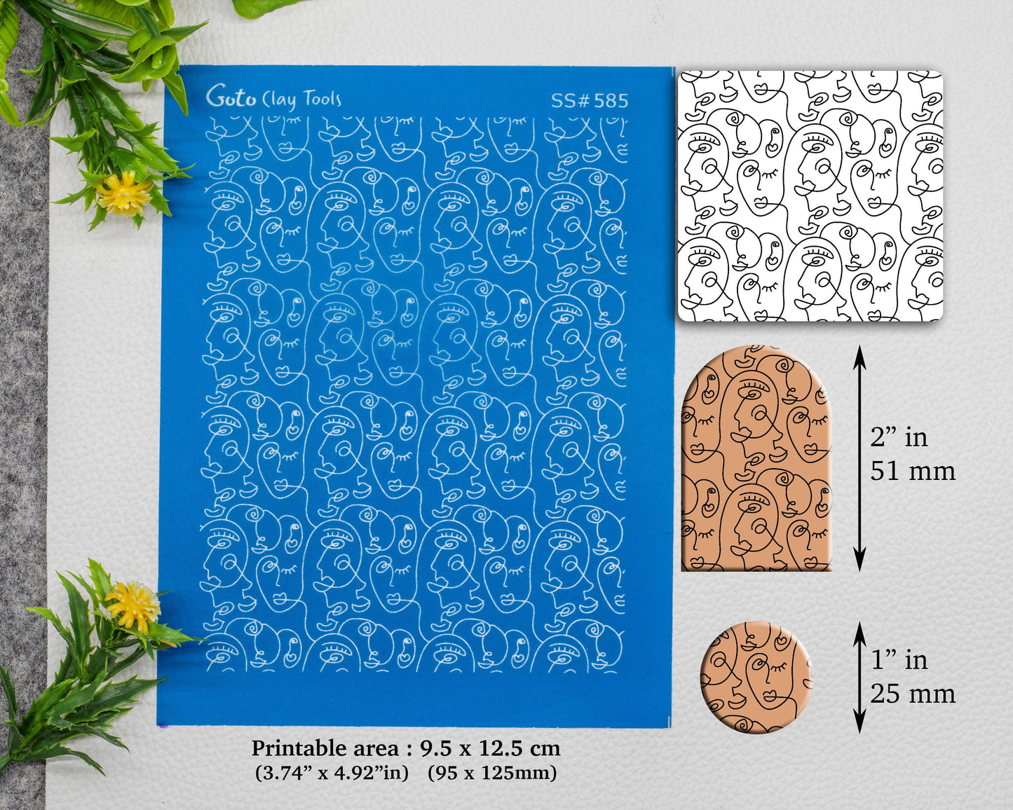 Oneline face Silkscreen for Polymer Clay Earring making, Clay Stencils, Clay Earring Silkscreen, Polymer Clay Supplies SS#585