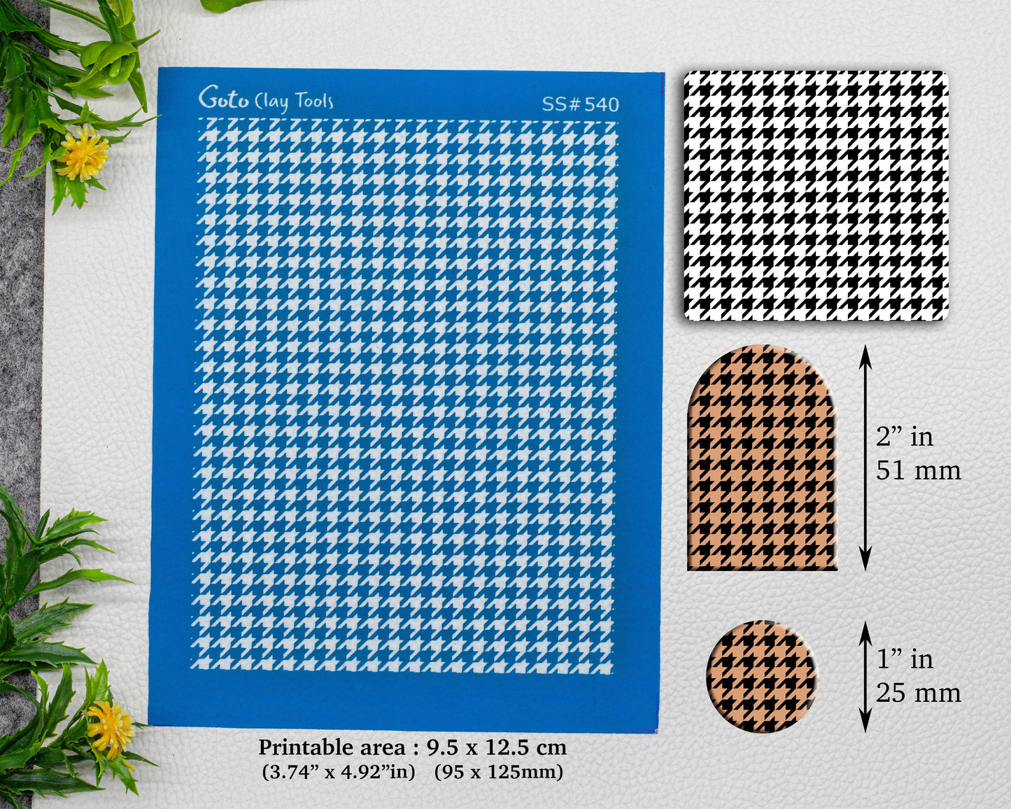 Hounds tooth Silkscreen for Polymer Clay Earring making, Clay Stencils, Clay Earring Silkscreen, Polymer Clay Supplies SS#540