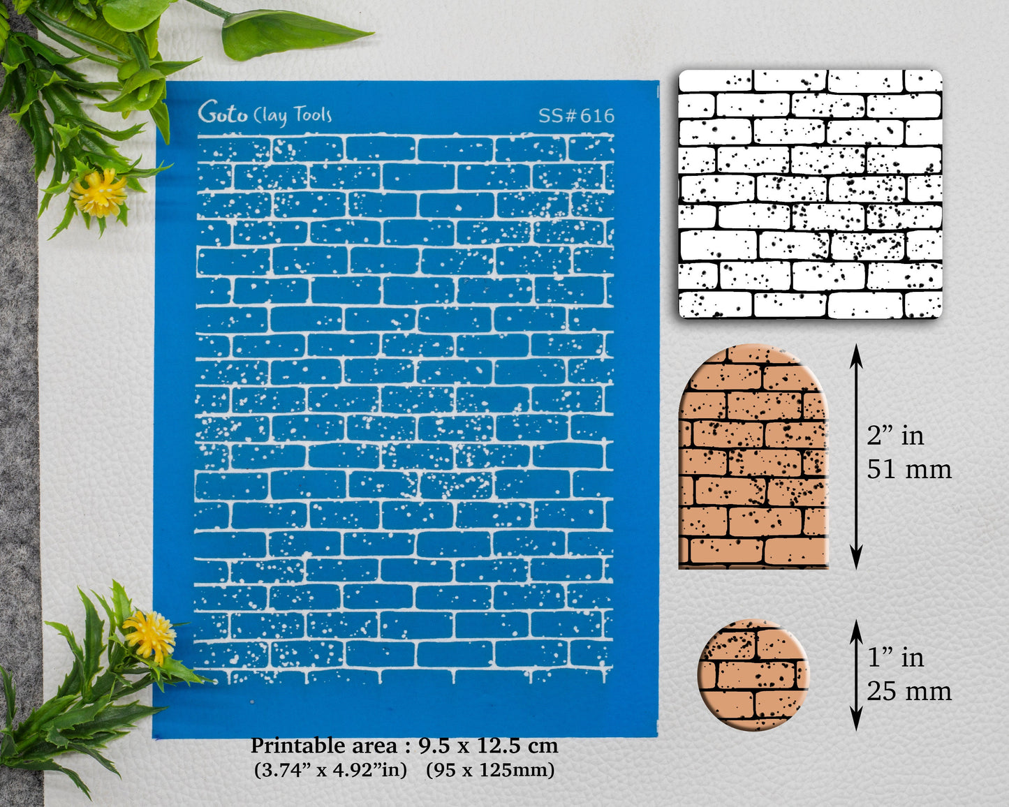Brick Silkscreen for Polymer Clay Earring making, Clay Stencils, Clay Earring Silkscreen, Polymer Clay Supplies SS#616
