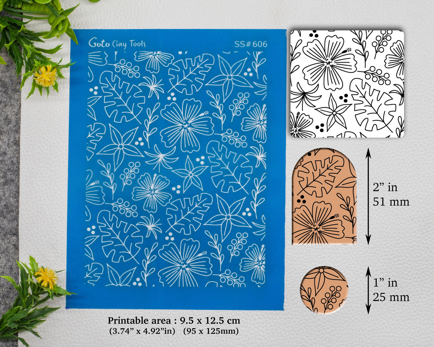 Floral Silkscreen for Polymer Clay Earring making, Clay Stencils, Clay Earring Silkscreen, Polymer Clay Supplies SS#606