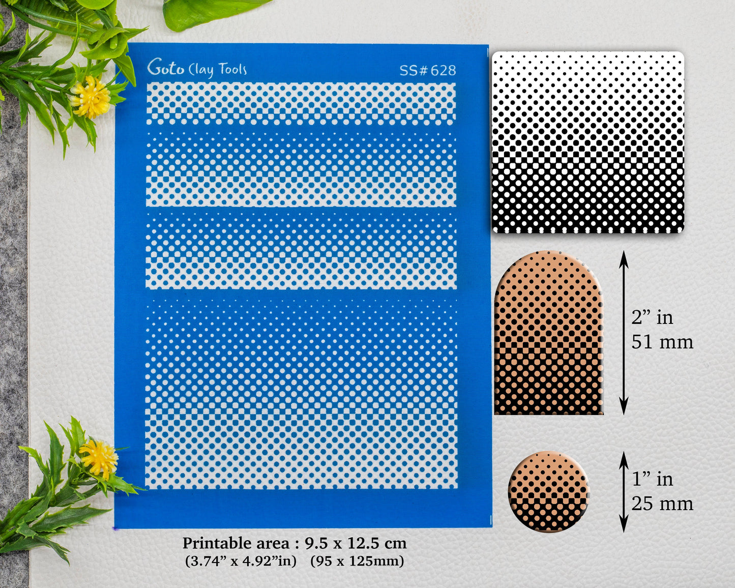 Halftone gradient Silkscreen for Polymer Clay Earring making, Clay Stencils, Clay Earring Silkscreen, Polymer Clay Supplies SS#628