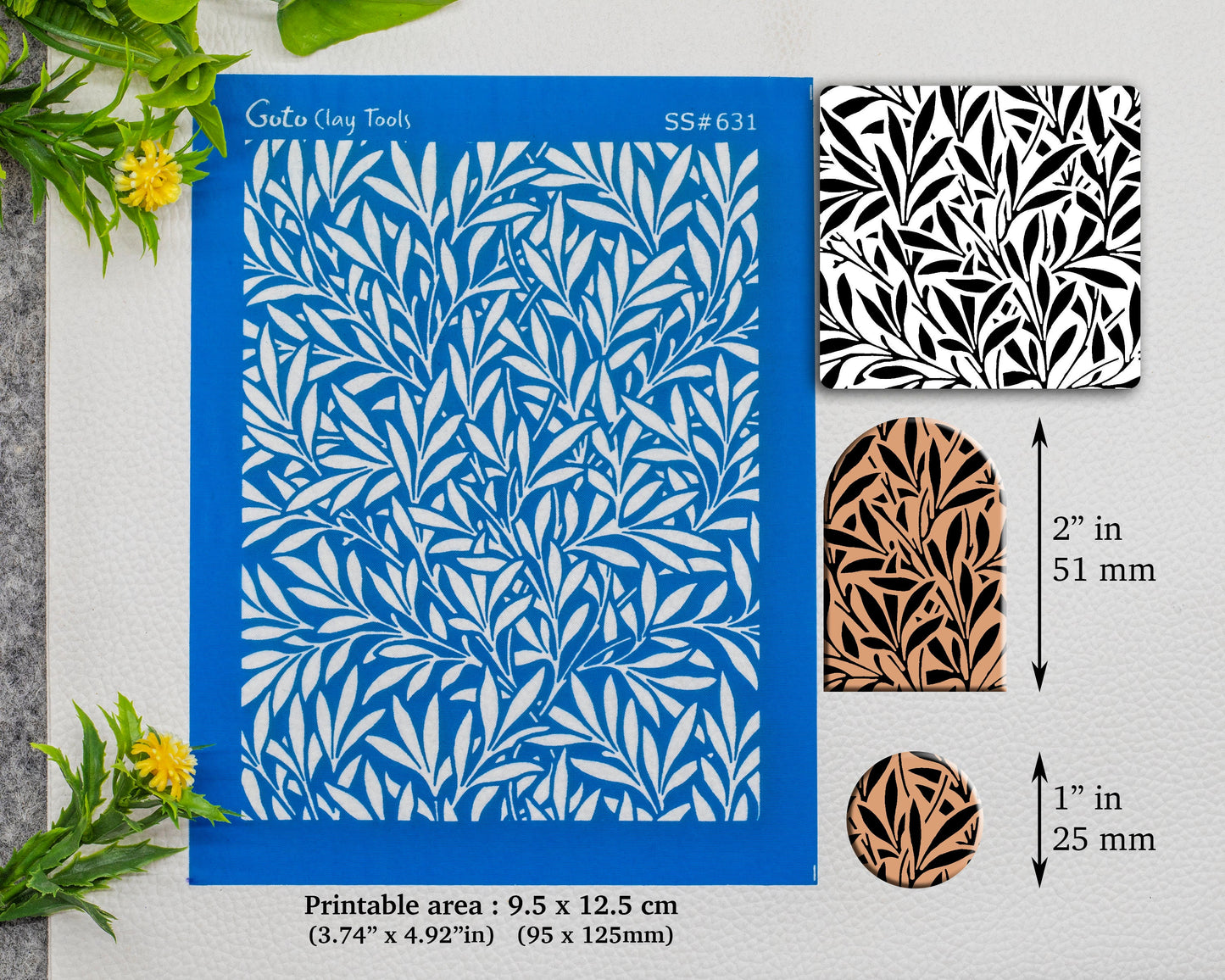 William Morris Leaves Silkscreen for Polymer Clay Earring making, Clay Stencils, Clay Earring Silkscreen, Polymer Clay Supplies SS#631
