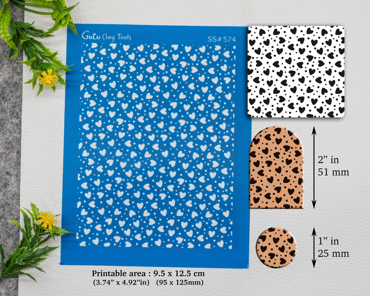 Heart pattern Silkscreen for Polymer Clay Earring making, Clay Stencils, Clay Earring Silkscreen, Polymer Clay Supplies SS#574