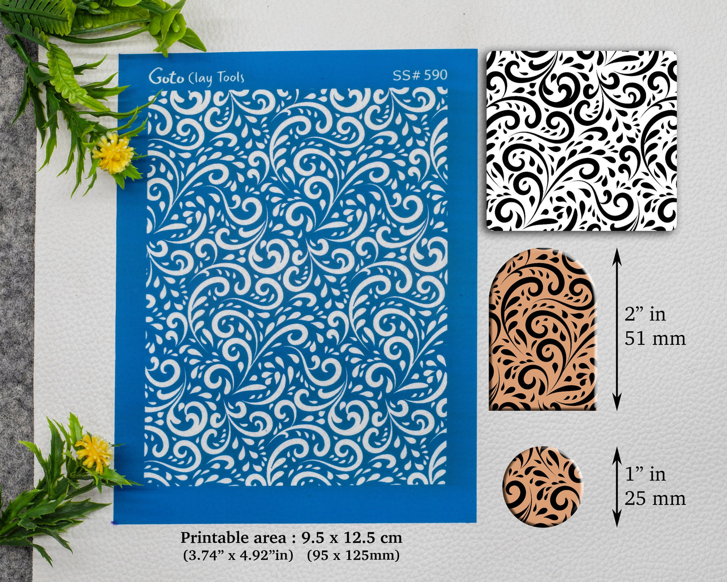 Ornamental Silkscreen for Polymer Clay Earring making, Clay Stencils, Clay Earring Silkscreen, Polymer Clay Supplies SS#590