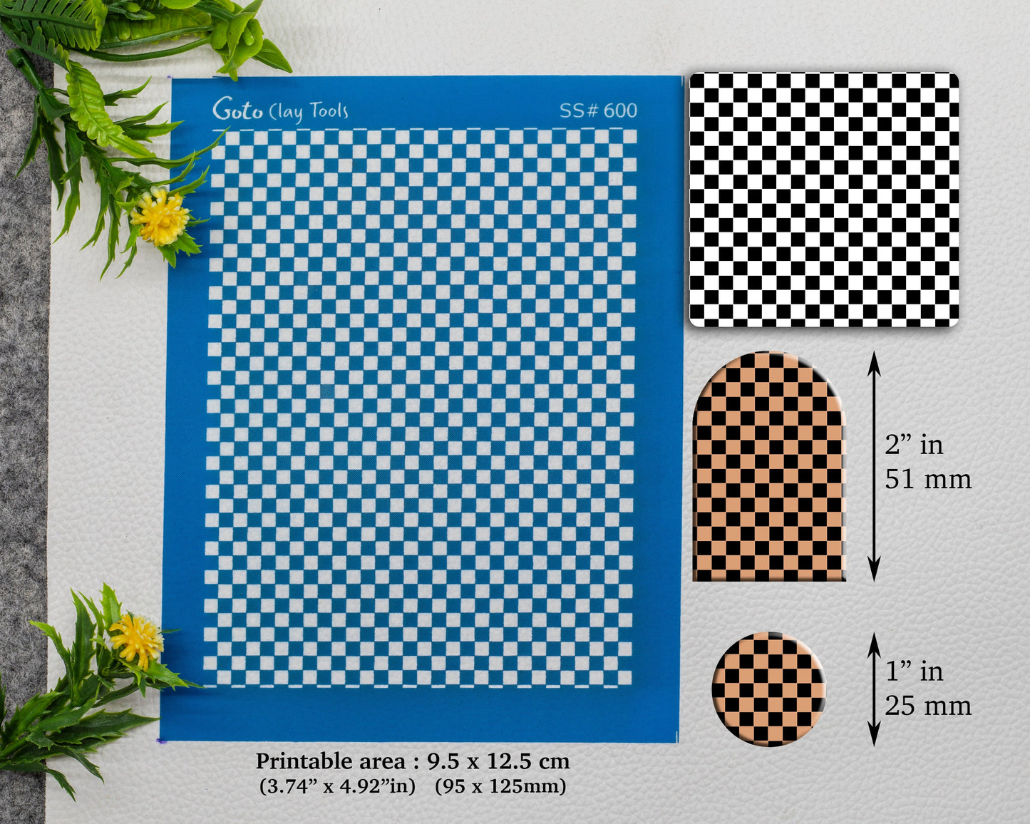 Checkered Silkscreen for Polymer Clay Earring making, Clay Stencils, Clay Earring Silkscreen, Polymer Clay Supplies SS#600