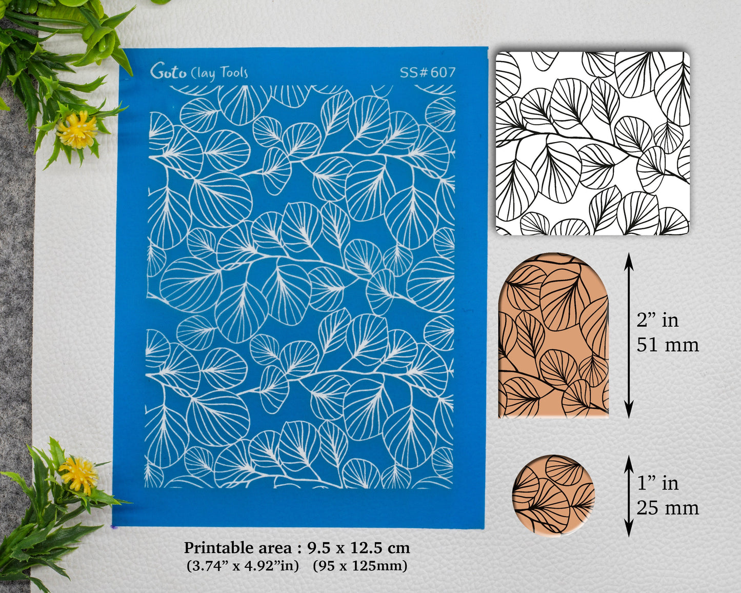 Eucalyptus Leaves Silkscreen for Polymer Clay Earring making, Clay Stencils, Clay Earring Silkscreen, Polymer Clay Supplies SS#607