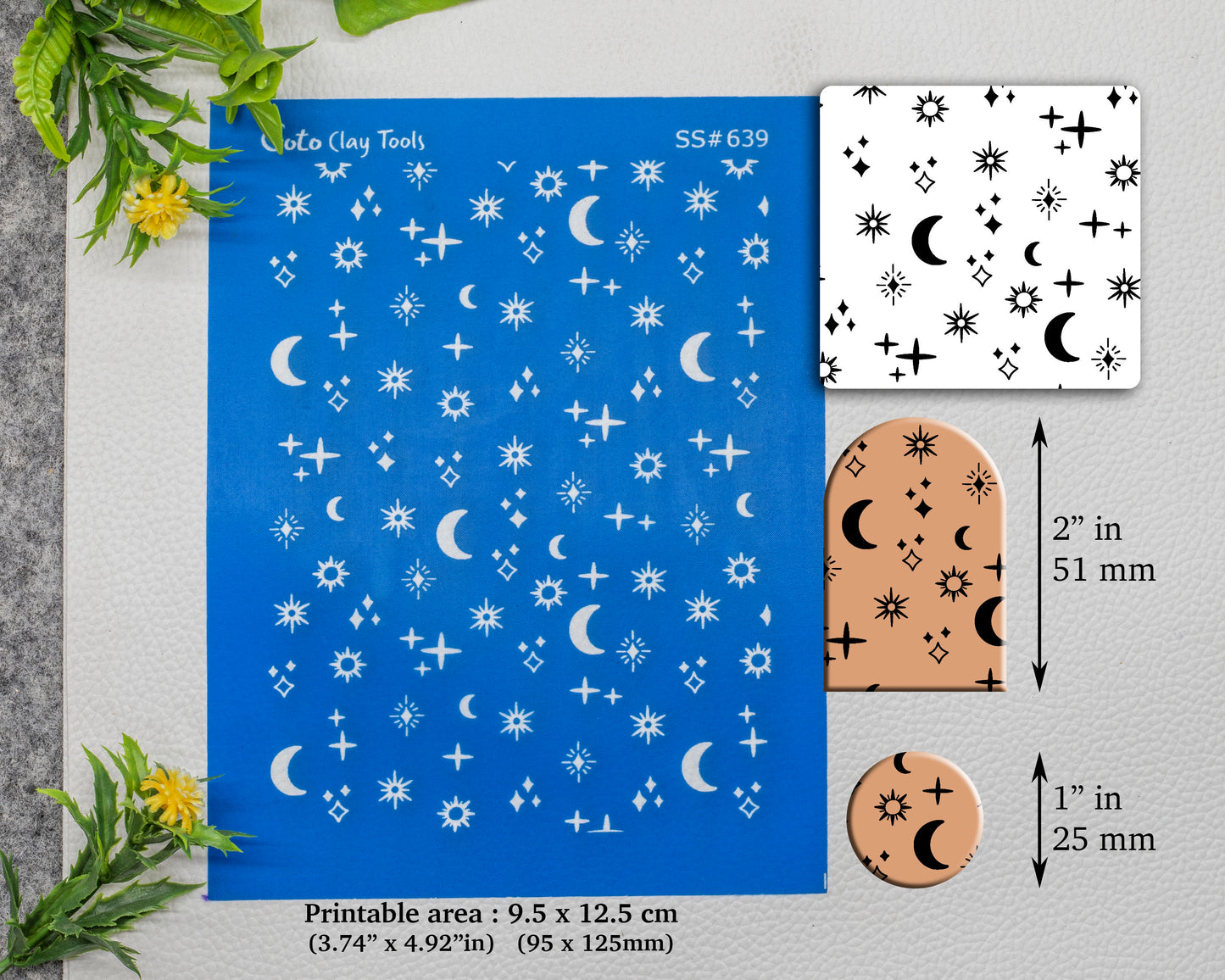 Celestial boho Silkscreen for Polymer Clay Earring making, Clay Stencils, Clay Earring Silkscreen, Polymer Clay Supplies SS#639