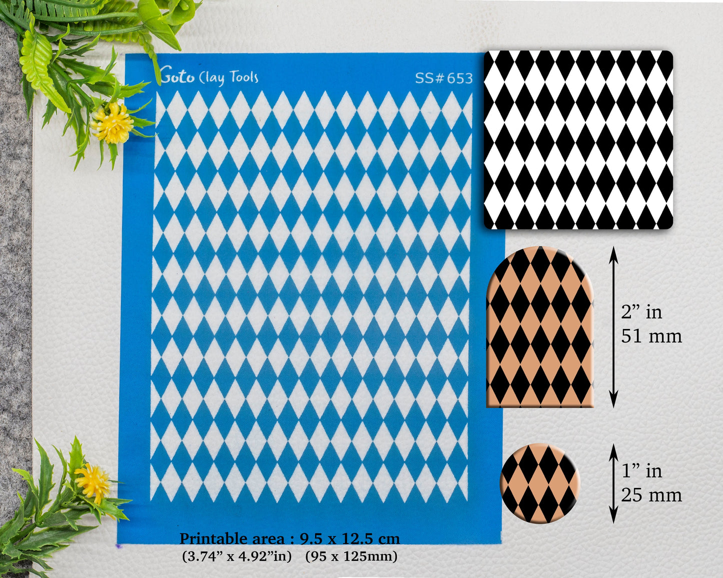 Diamond pattern Silkscreen for Polymer Clay Earring making, Clay Stencils, Clay Earring Silkscreen, Polymer Clay Supplies SS#653