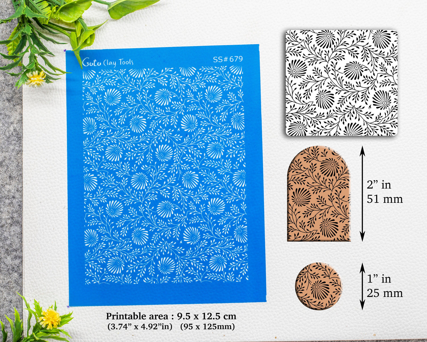 Indian floral Silkscreen for Polymer Clay Earring making, Clay Stencils, Clay Earring Silkscreen, Polymer Clay Supplies SS#679