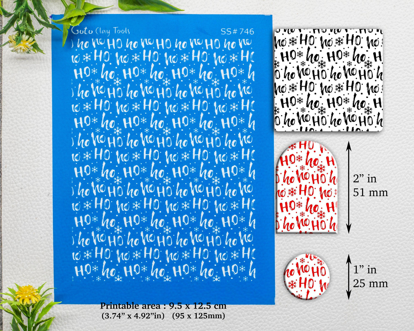 HO HO Christmas Silkscreen for Polymer Clay Earring making, Clay Stencils, Clay Earring Silkscreen, Polymer Clay Supplies SS#746