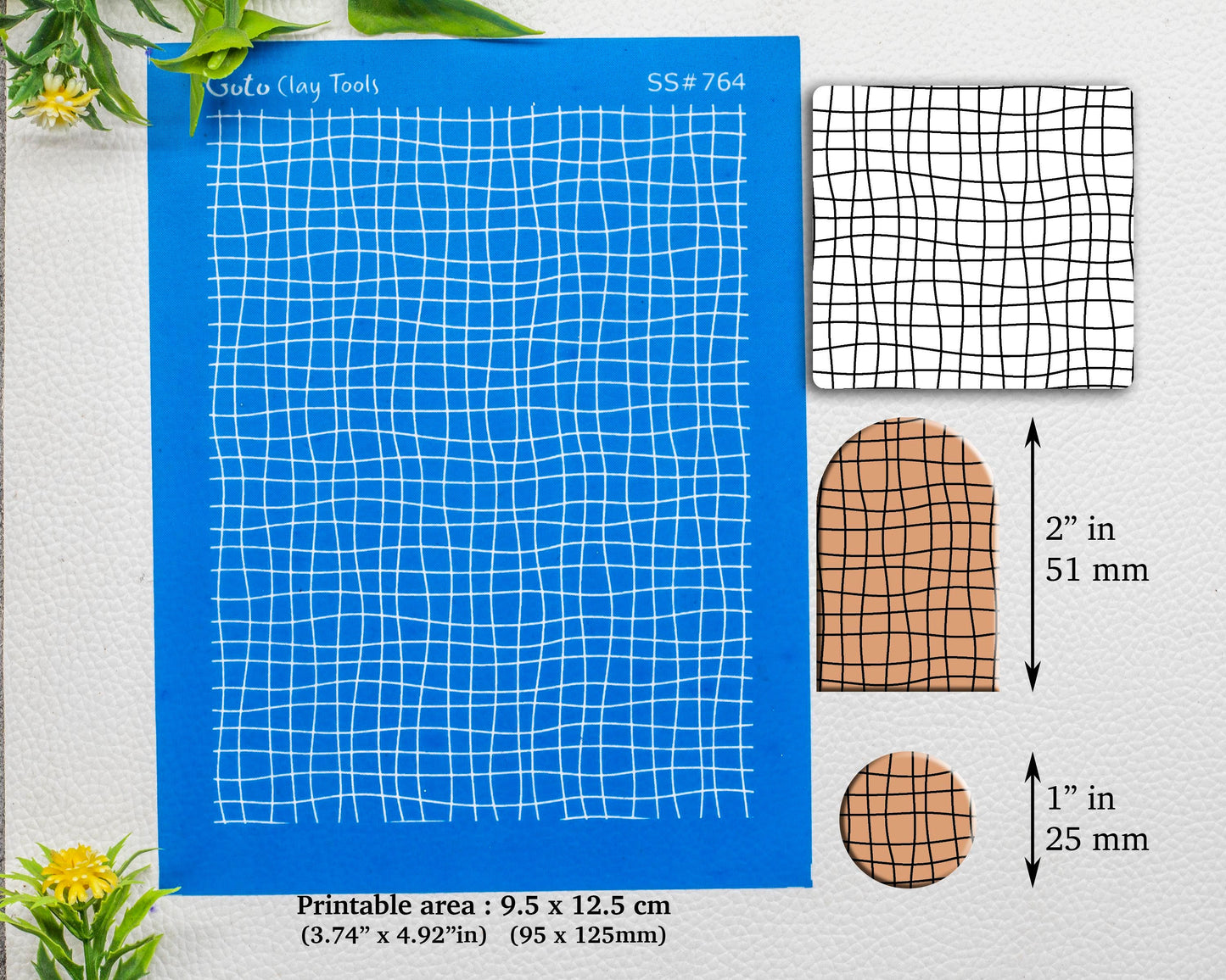 Weavy grid Silkscreen for Polymer Clay Earring making, Clay Stencils, Clay Earring Silkscreen, Polymer Clay Supplies SS#764
