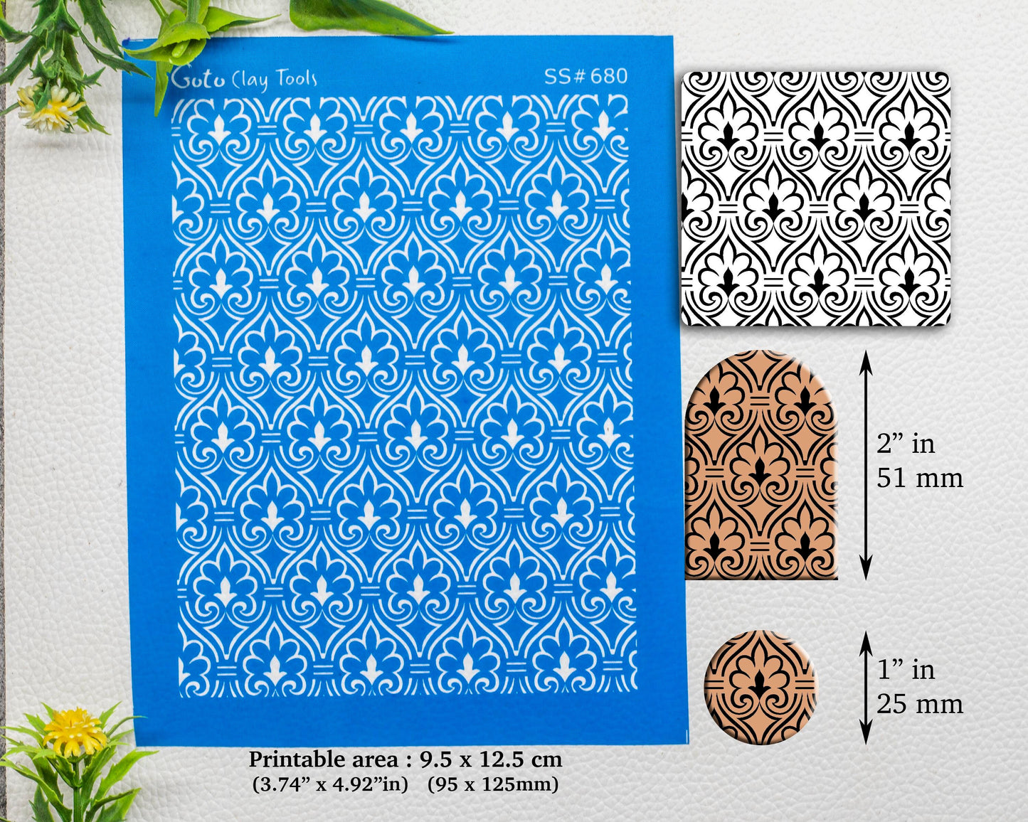 Silkscreen for Polymer Clay Earring making, Clay Stencils, Clay Earring Silkscreen, Polymer Clay Supplies SS#680