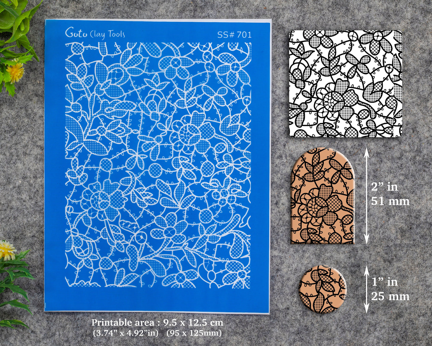 Floral lace Silkscreen for Polymer Clay Earring making, Clay Stencils, Clay Earring Silkscreen, Polymer Clay Supplies SS#701