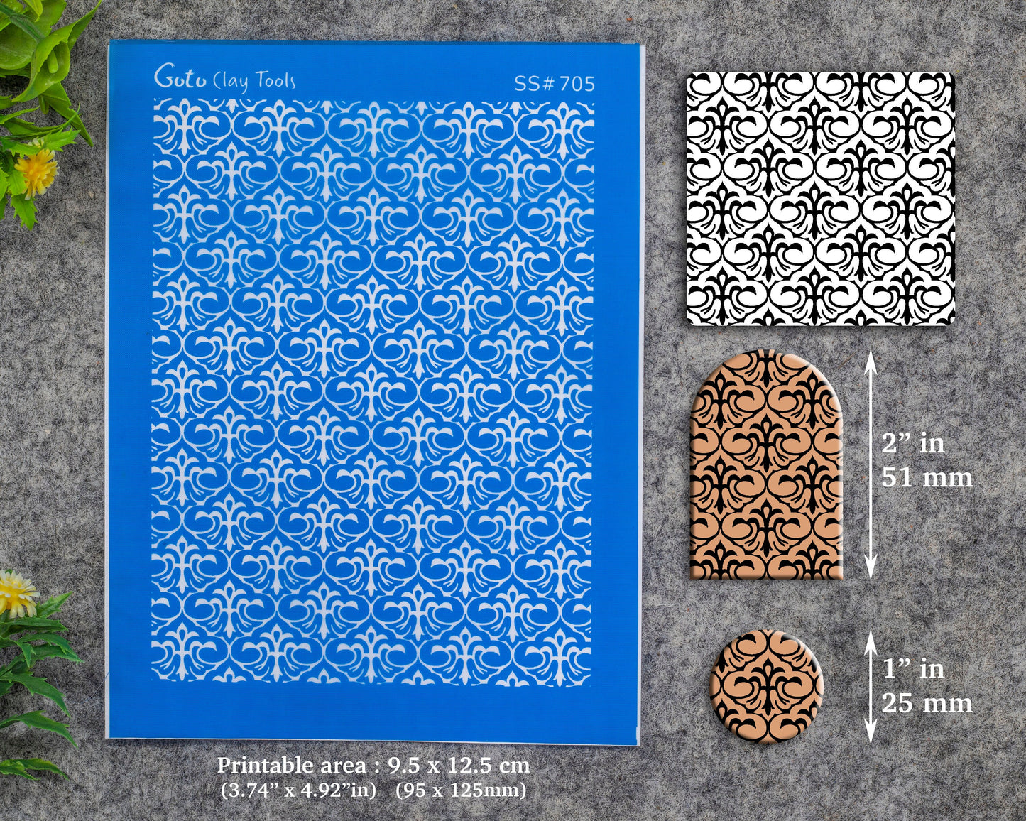 Ornamental Silkscreen for Polymer Clay Earring making, Clay Stencils, Clay Earring Silkscreen, Polymer Clay Supplies SS#705