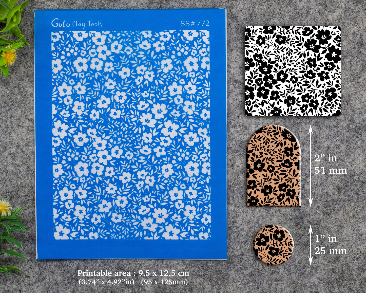 Ditsy Floral Silkscreen for Polymer Clay Earring making, Clay Stencils, Clay Earring Silkscreen, Polymer Clay Supplies SS#772