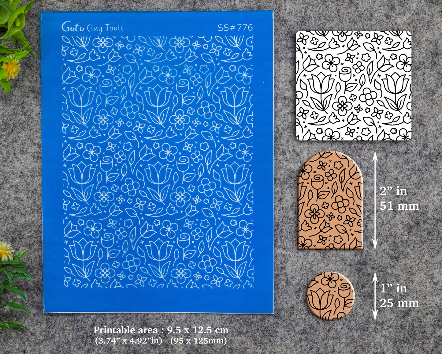 Tulip Silkscreen for Polymer Clay Earring making, Clay Stencils, Clay Earring Silkscreen, Polymer Clay Supplies SS#776