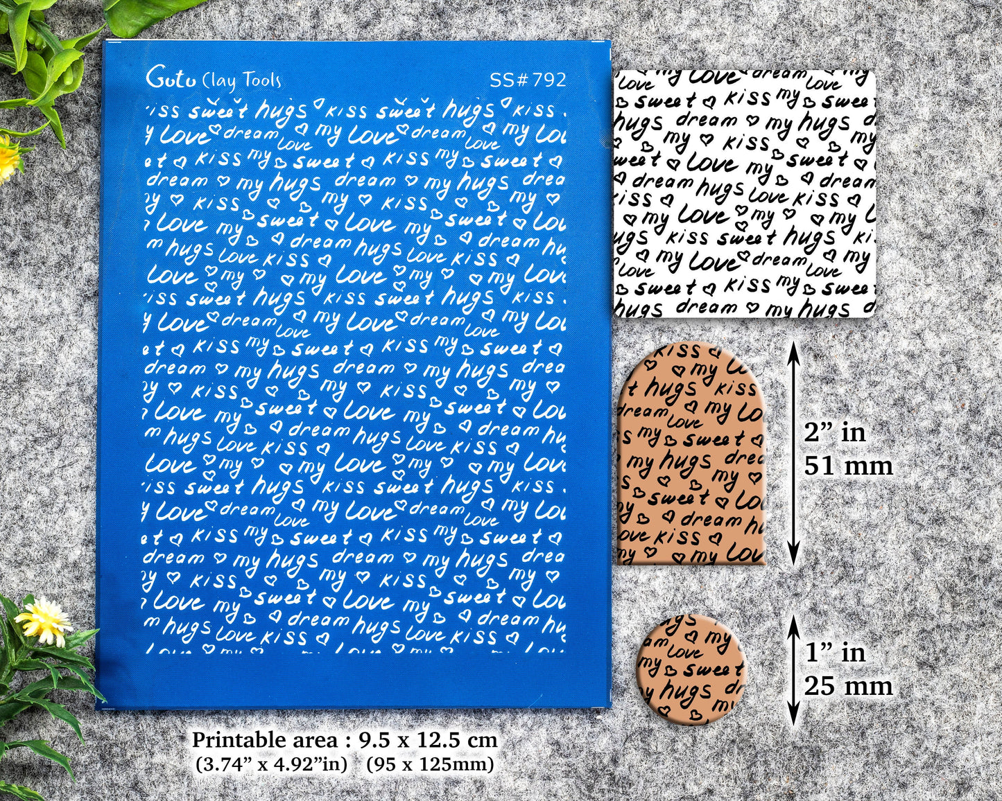 Love letters Silkscreen for Polymer Clay Earring making, Clay Stencils, Clay Earring Silkscreen, Polymer Clay Supplies SS#792