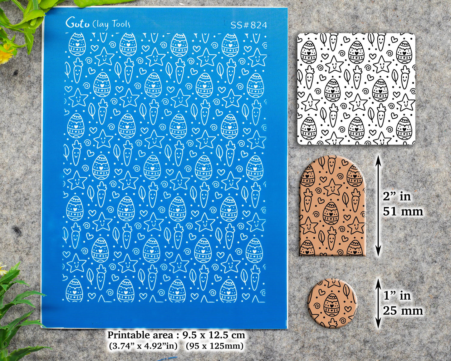 Spring Easter Silkscreen for Polymer Clay Earring making, Clay Stencils, Clay Earring Silkscreen, Polymer Clay Supplies SS#824