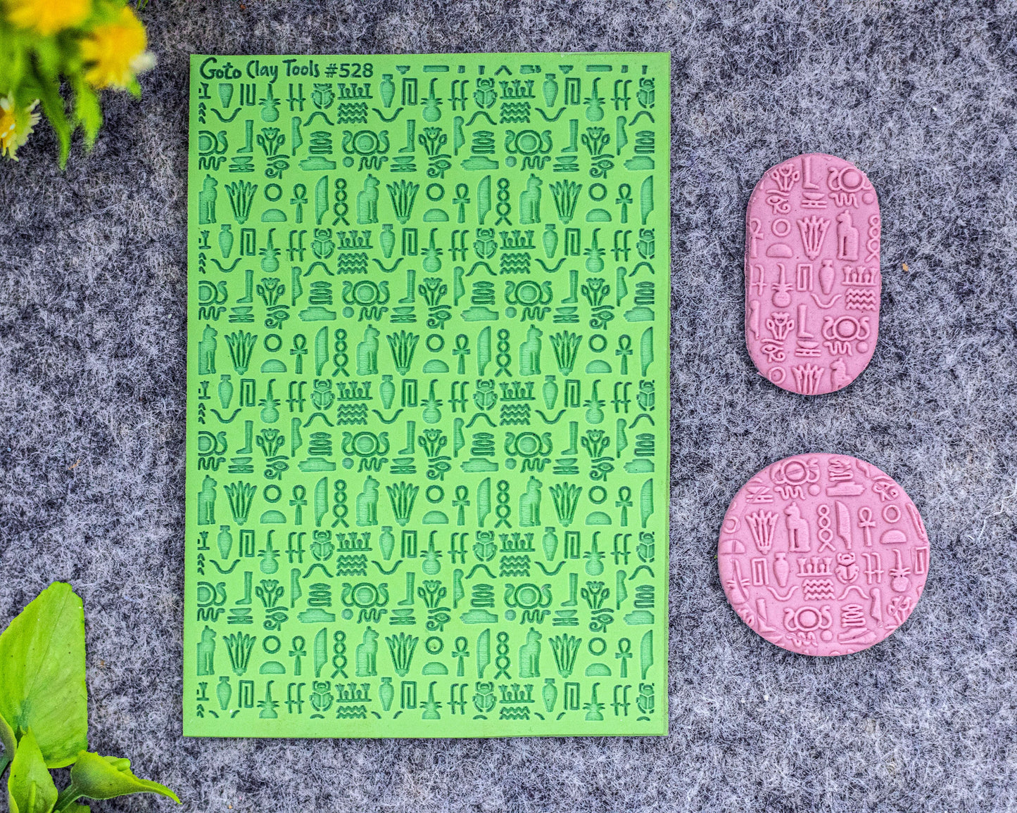 Egyptian Hieroglyph Texture Mat: Polymer Clay Rubber Stamp #528