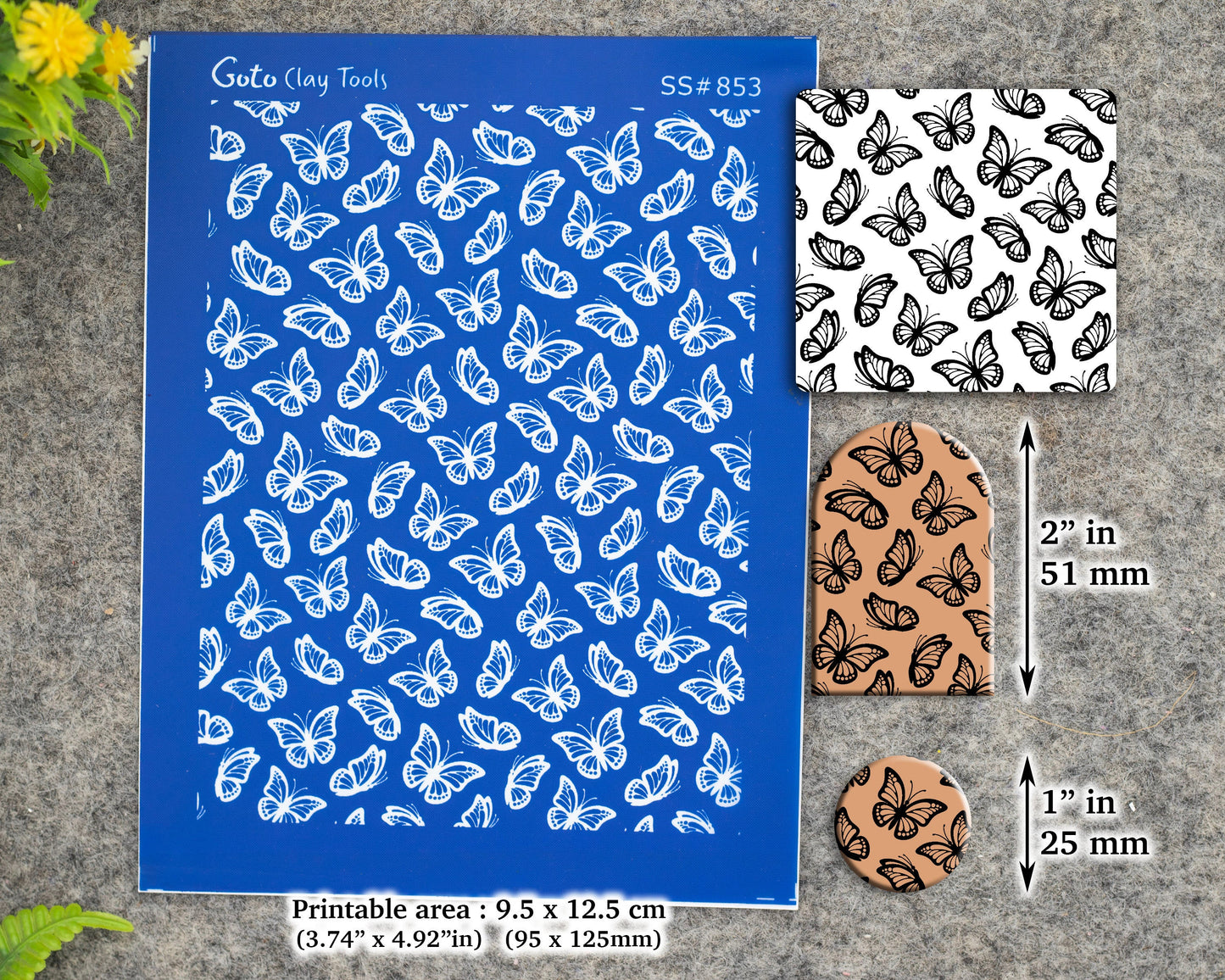 Butterfly Silkscreen for Polymer Clay Earring making, Clay Stencils, Clay Earring Silkscreen, Polymer Clay Supplies SS#853