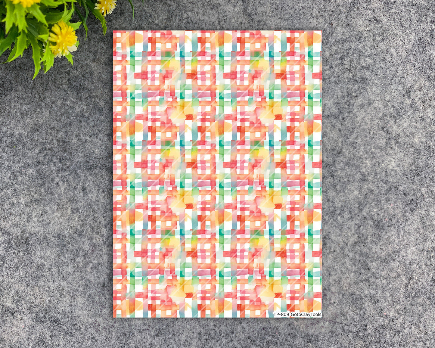 Transfer paper for polymer clay, Watercolor plaids, water soluble transfer paper, polymer clay image transfers, magic transfer paper #809