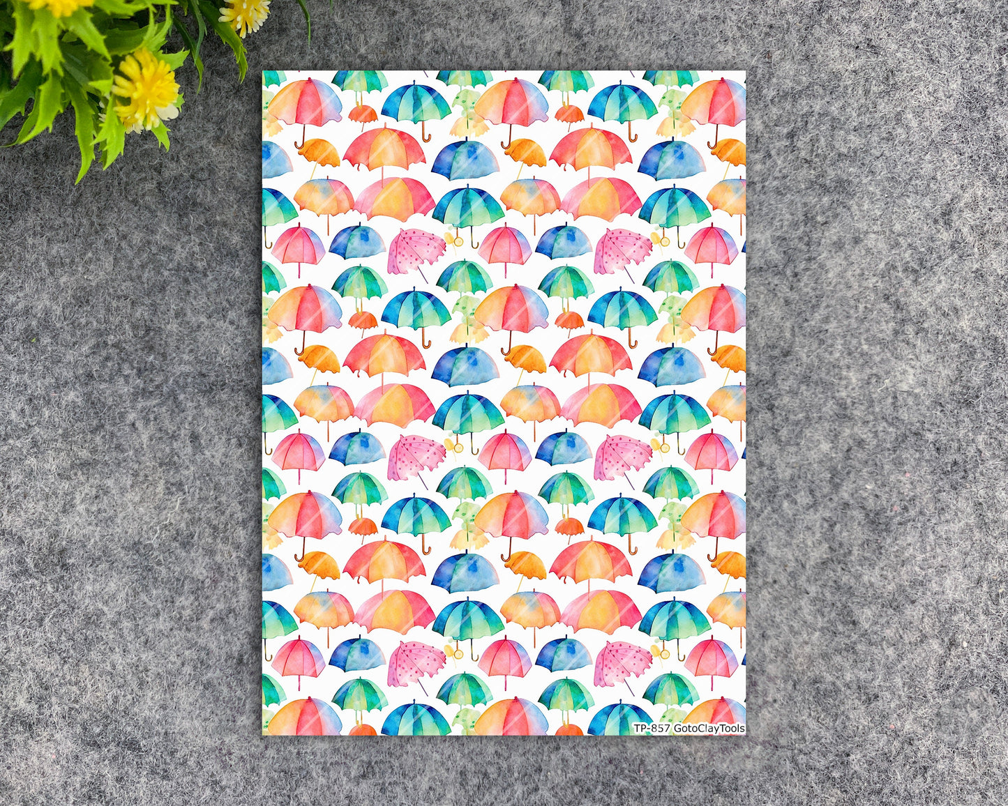 Transfer paper for polymer clay, Colorful Umbrellas, water soluble transfer paper, polymer clay image transfers, magic transfer paper #857