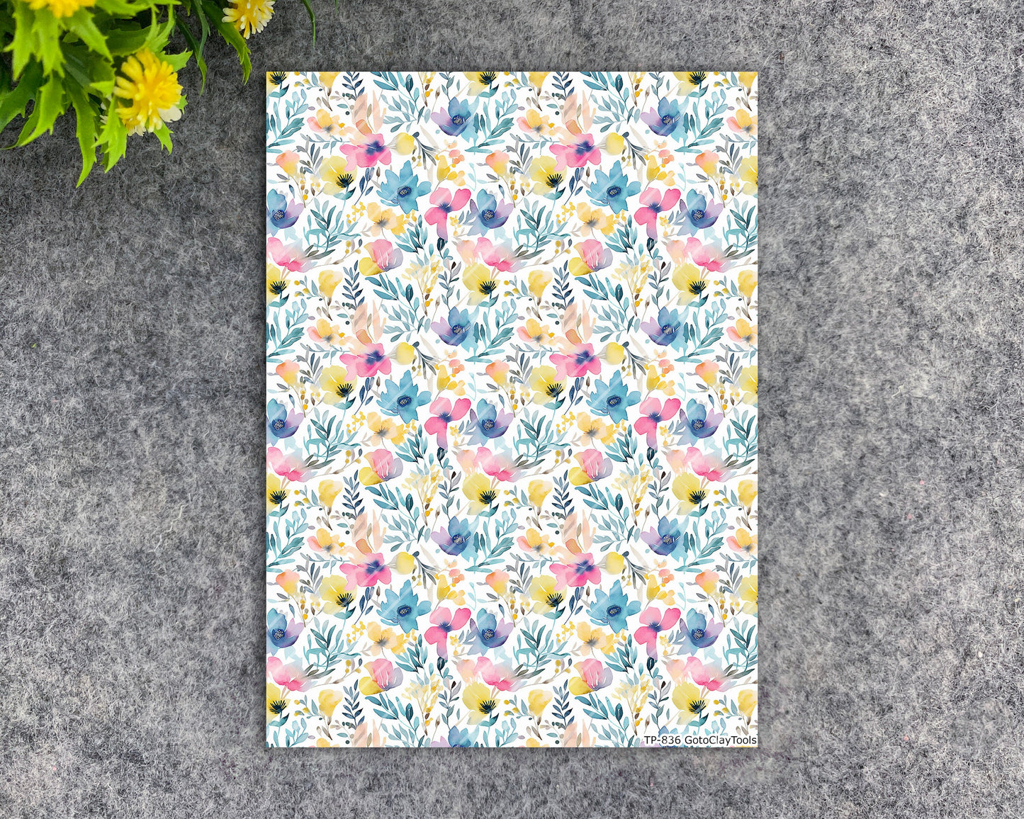 Transfer paper for polymer clay, Watercolor flowers, water soluble transfer paper, polymer clay image transfers, magic transfer paper #836