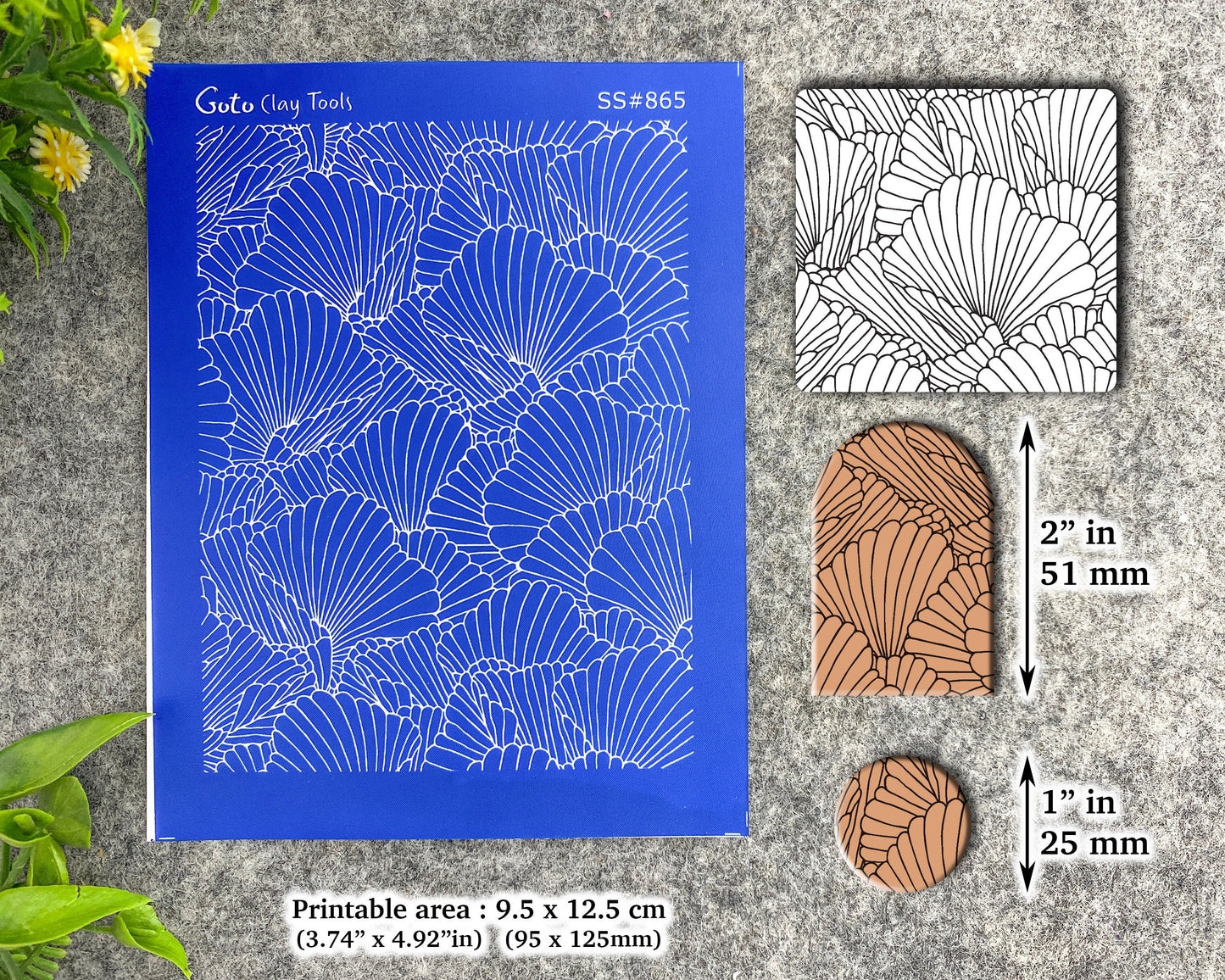 Scallop Silkscreen for Polymer Clay Earring making, Clay Stencils, Clay Earring Silkscreen, Polymer Clay Supplies SS#865