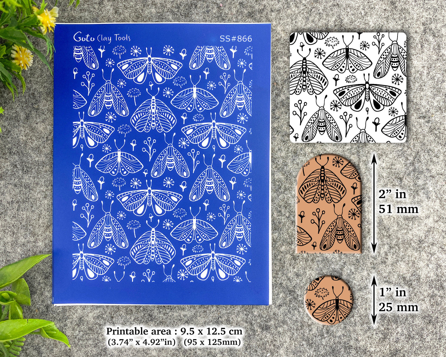 Moths Silkscreen for Polymer Clay Earring making, Clay Stencils, Clay Earring Silkscreen, Polymer Clay Supplies SS#866