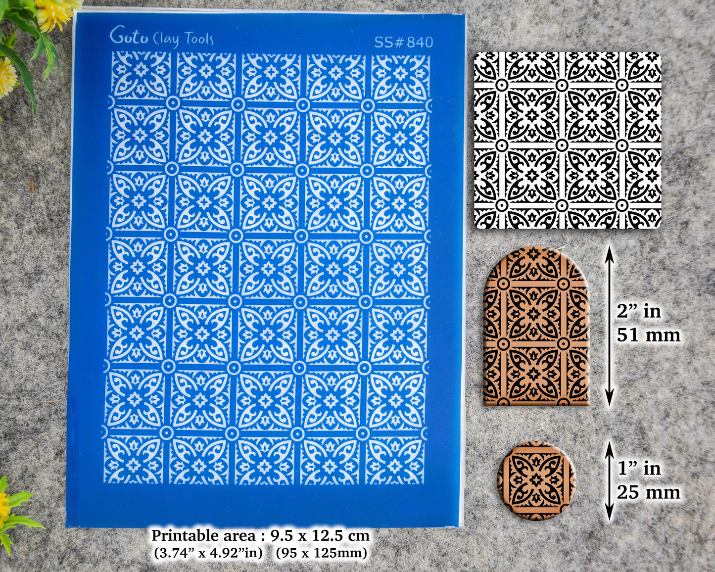 Tile Silkscreen for Polymer Clay Earring making, Clay Stencils, Clay Earring Silkscreen, Polymer Clay Supplies SS#840