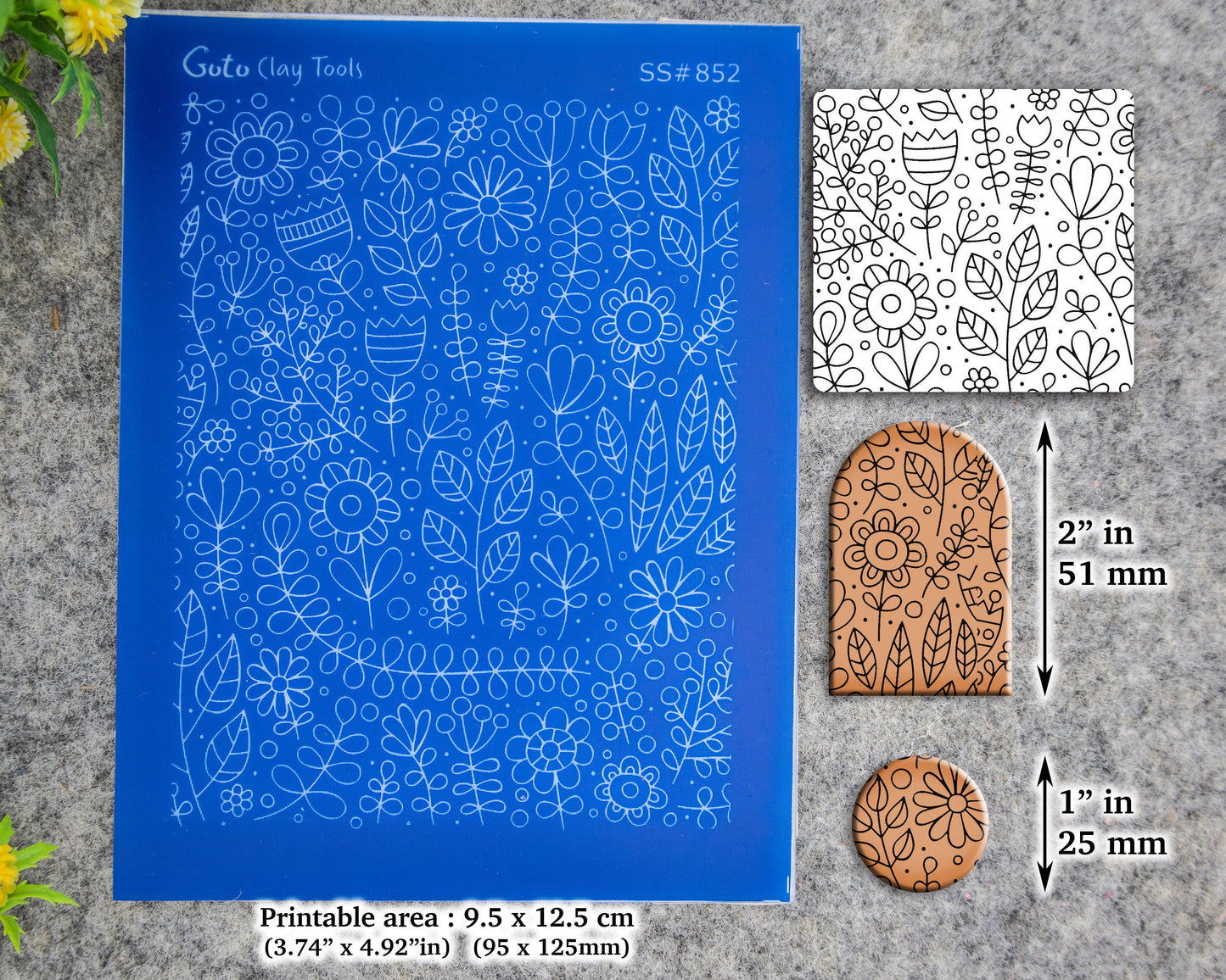 Floral Silkscreen for Polymer Clay Earring making, Clay Stencils, Clay Earring Silkscreen, Polymer Clay Supplies SS#852
