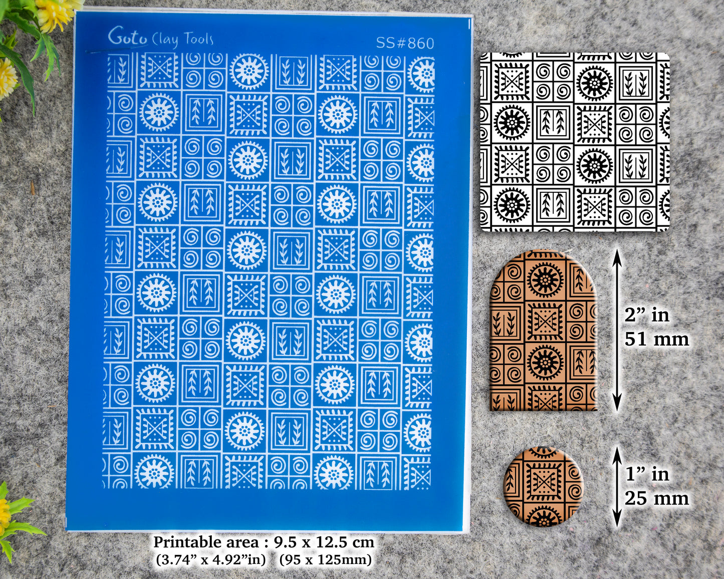 Tribal Silkscreen for Polymer Clay Earring making, Clay Stencils, Clay Earring Silkscreen, Polymer Clay Supplies SS#860