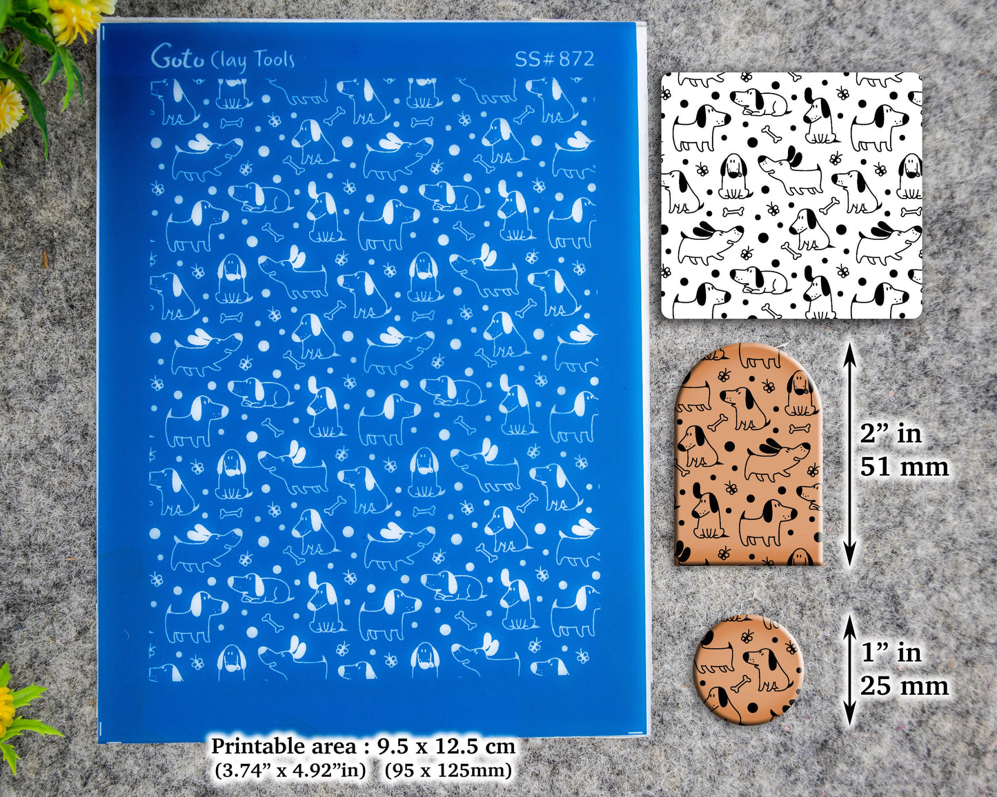 Dogs Silkscreen for Polymer Clay Earring making, Clay Stencils, Clay Earring Silkscreen, Polymer Clay Supplies SS#872